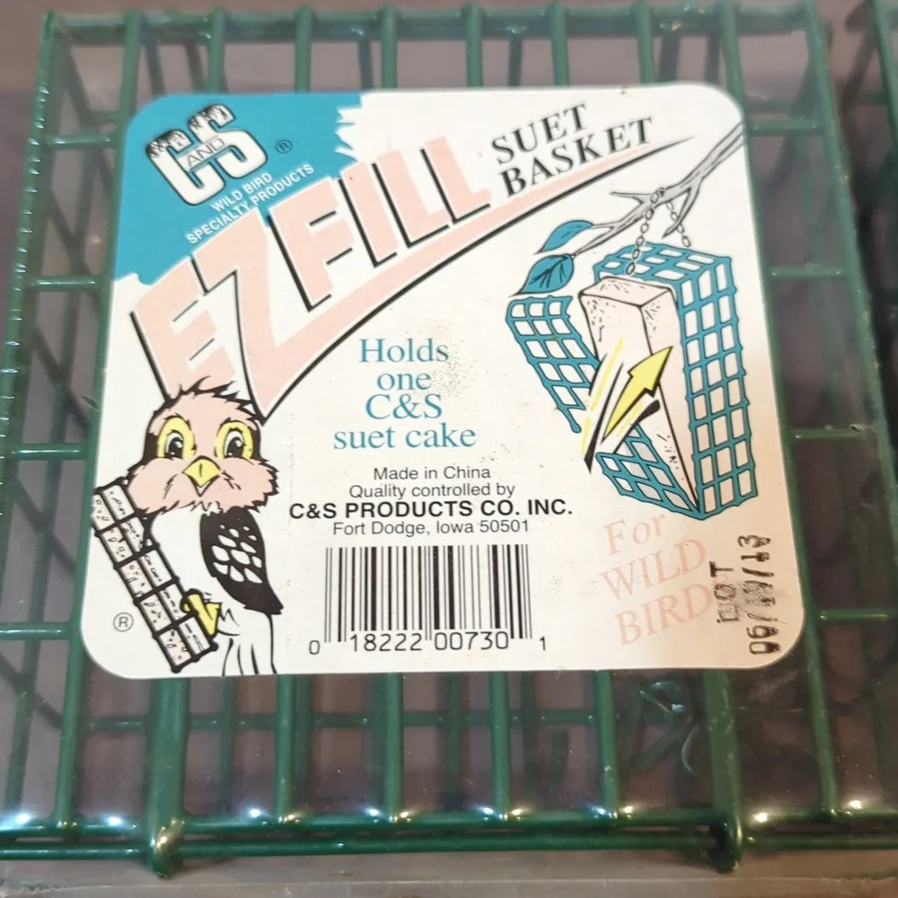 C And S Suet Basket Ez Fill For Wild Birds Holds 1 Cake New In Plastic Hanger